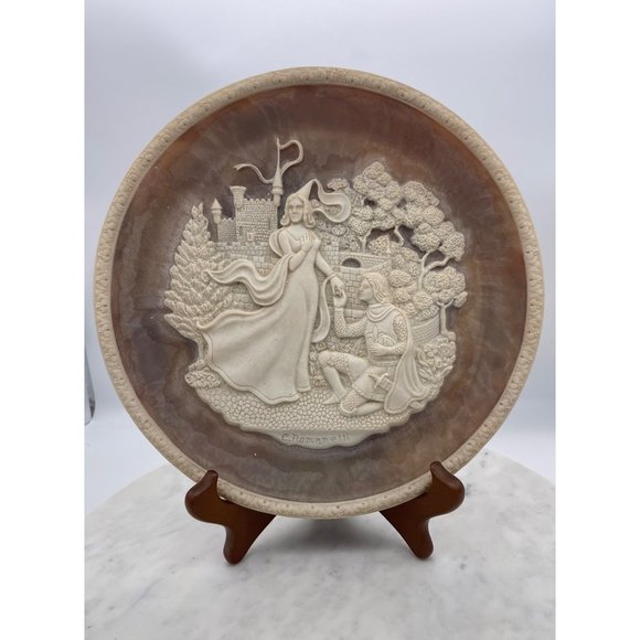 Incolay Plate Lancelot Guinevere Great Romances History Collector Stone Vintage - Picture 1 of 10